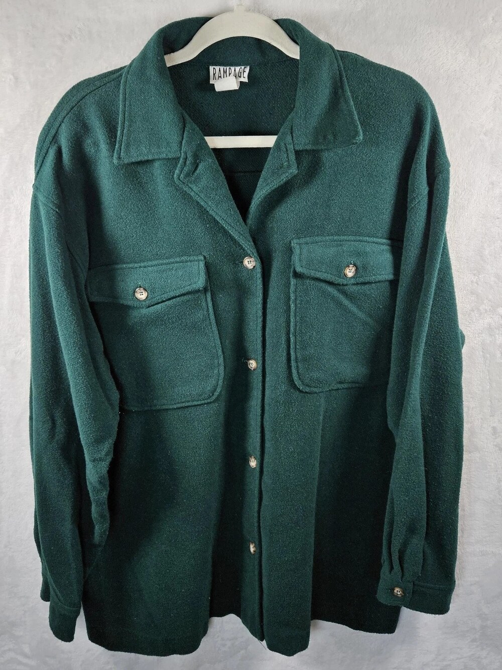 VTG Rampage Button-Down Fleece Shirt Jacket Forest Green Men's Size Large USA